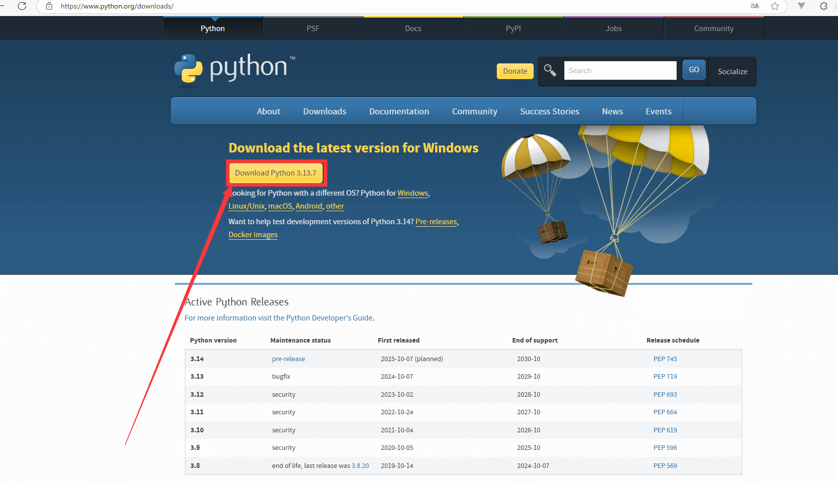 Python官网下载页面